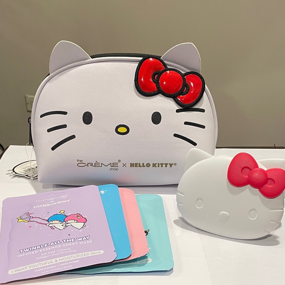 Hello Kitty Cosmetic Bag Compact Mirror & Facial Masks Bundle NWT